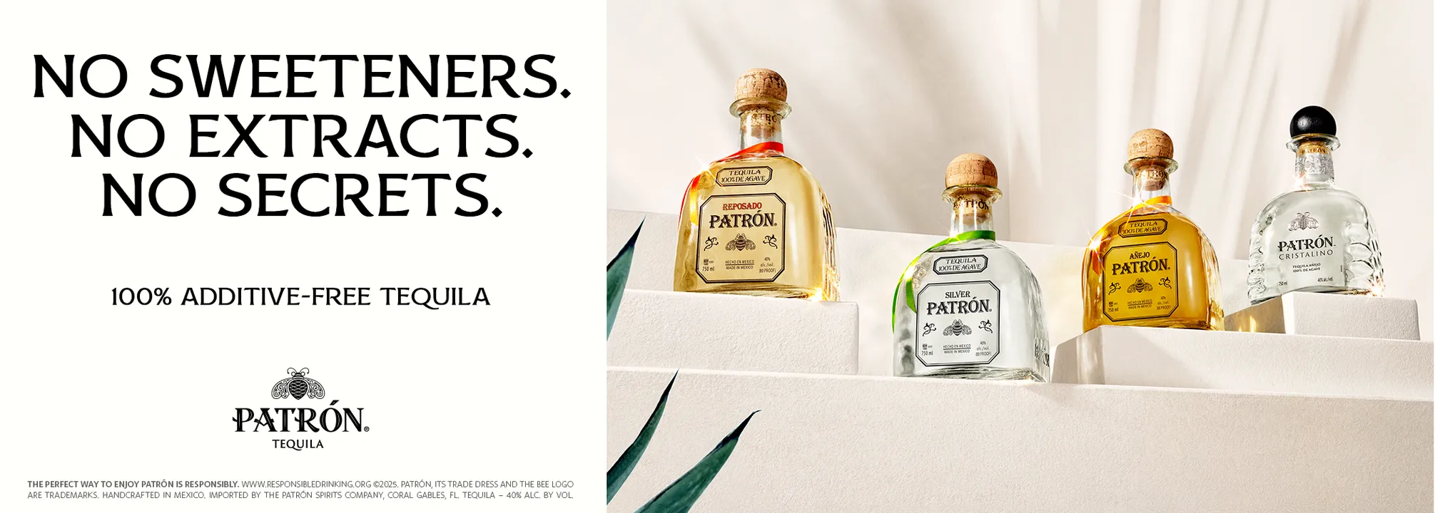 PATRÓN TEQUILA LAUNCHES "100% ADDITIVE-FREE TEQUILA" CAMPAIGN CELEBRATING ITS ADDITIVE-FREE HISTORY
