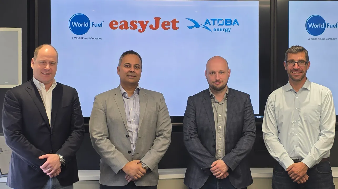 Duncan Storey (World Fuel), Raminder Shergill (easyJet), Adam Baker (easyJet), Arnaud Namer (ATOBA).jpg