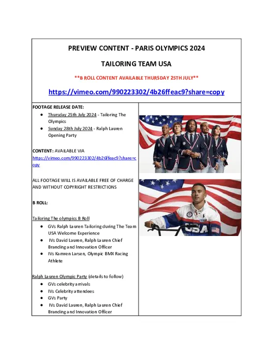PARIS OLYMPICS 2024  TAILORING TEAM USA