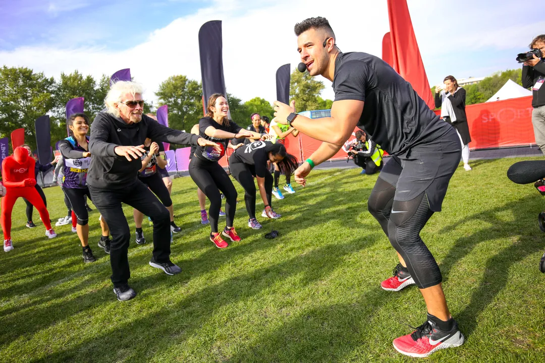 And they’re off! Sir Richard Branson welcomes crowds to inaugural Virgin Sport Festival of Fitness