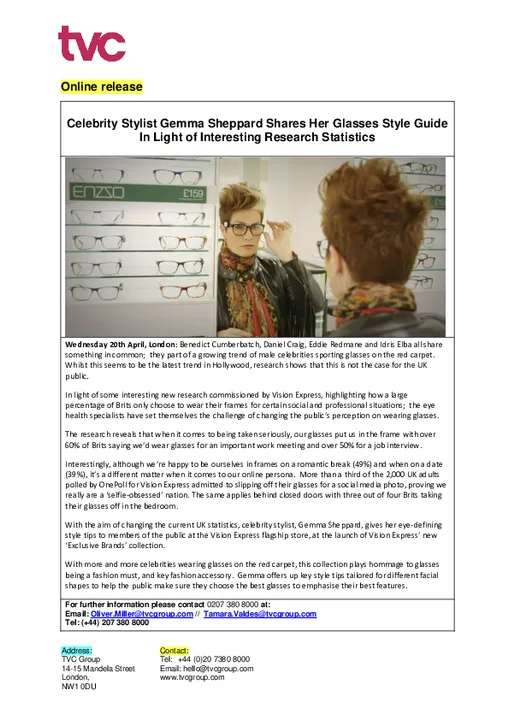 Celebrity Stylist Gemma Sheppard Shares Her Glasses Style Guide In Light of Interesting Research Statistics