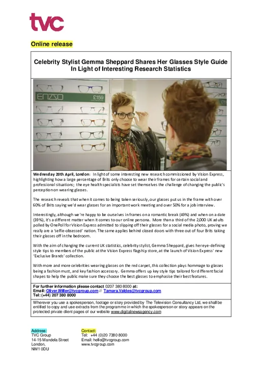 Celebrity Stylist Gemma Sheppard Shares Her Glasses Style Guide In Light of Interesting Research Statistics